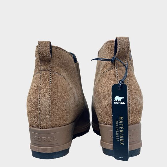 Sorel Chelsea Wedge Boots 7.5 Evie Brown Pull On Casual Heels - Picture 5 of 9